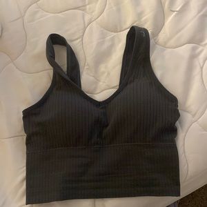 Dark grey cropped shirt w built in bra